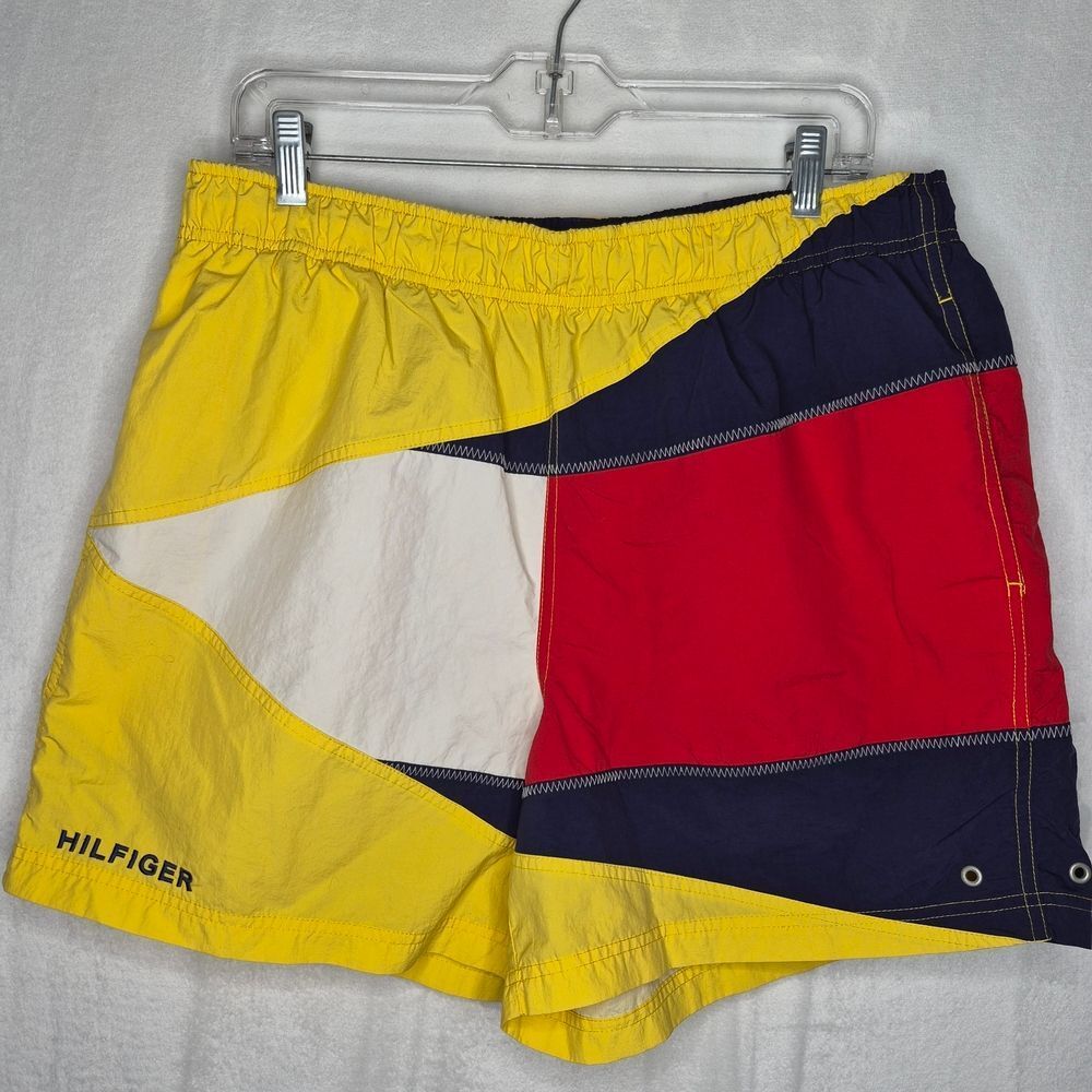 Vintage 90s Tommy Hilfiger Sailing Gear Colorblock Swim Trunks Size XL